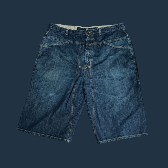 Vintage Marithe Francois Girbaud Baggy Blue Denim Shorts Men Jhorts Waist 42 - Picture 6 of 6